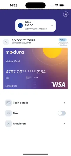 Modura's eigen betaal-app — scherm 4 van 4